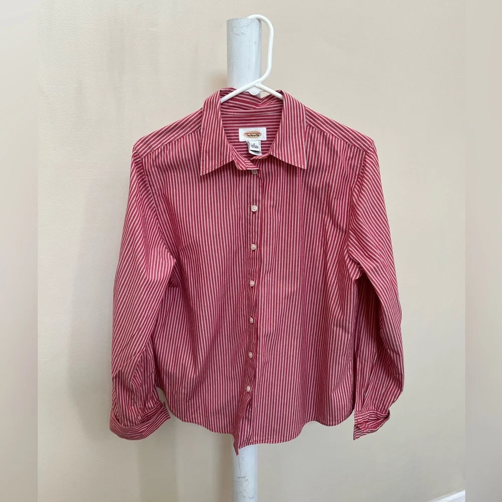 Talbots Women's Blouse Striped Buttons Shirt Top Size 12 French Cuffs Links LS - Picture 2 of 16
